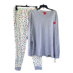 NWT Holiday Lane Men’s Cotton Pajama Set XXL Size Long Sleeve Jogger Pants Gray